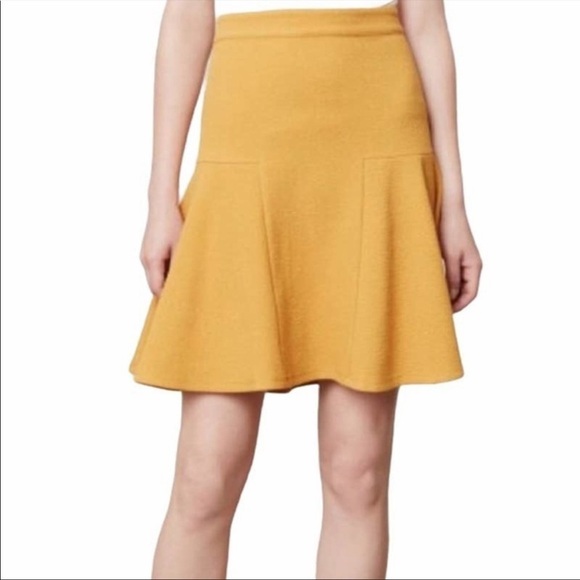 Anthropologie Maeve Skirt Addie Skater High Waisted Textured Yellow XS - Picture 1 of 11